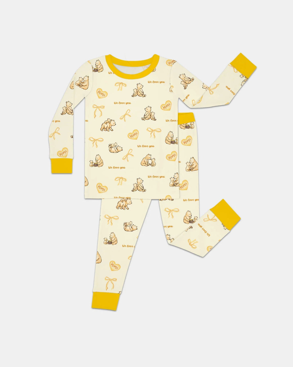 Sweat Yellow Mama Bear Two Piece Long Sleeve Pajama Set