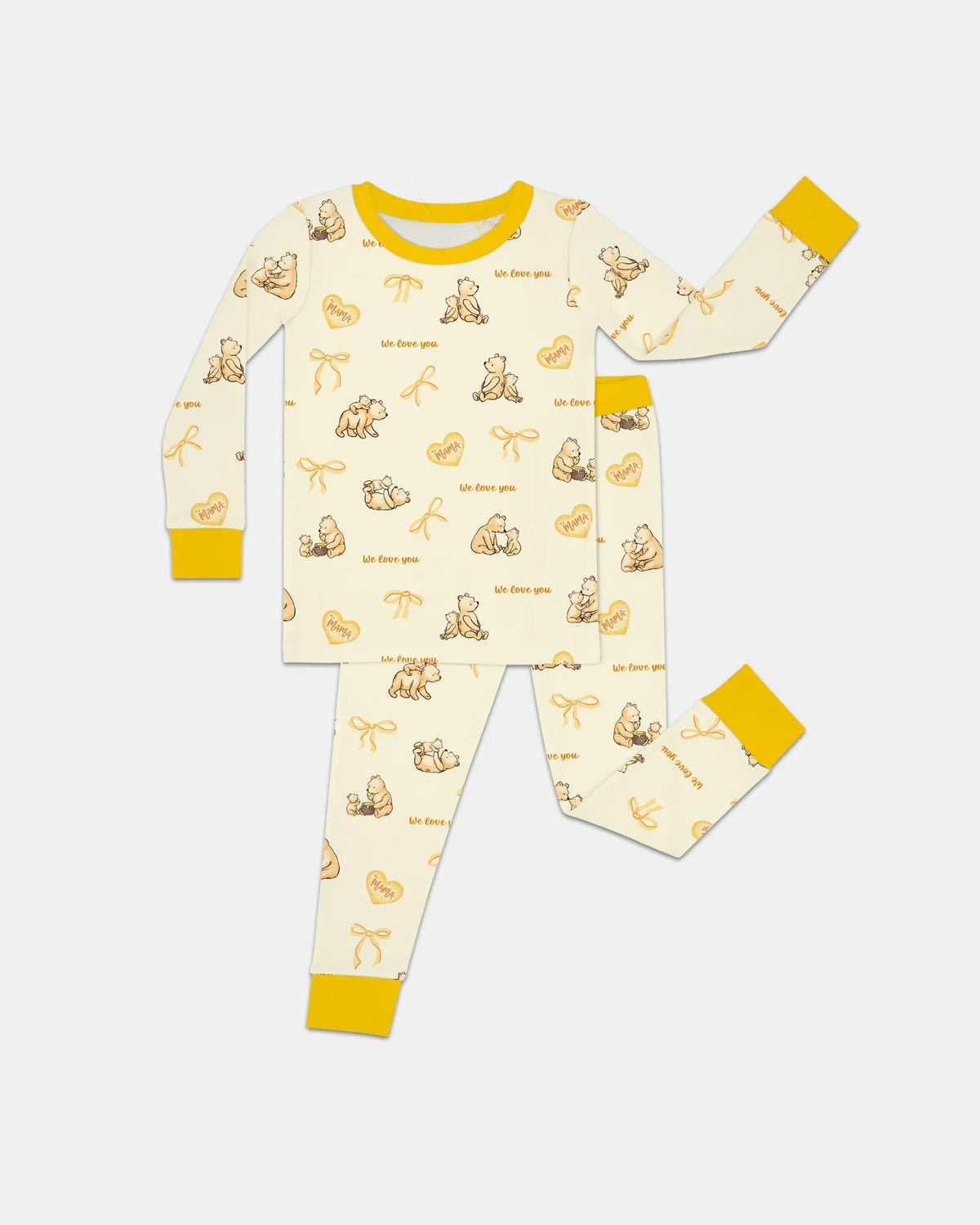 Sweat Yellow Mama Bear Two Piece Long Sleeve Pajama Set