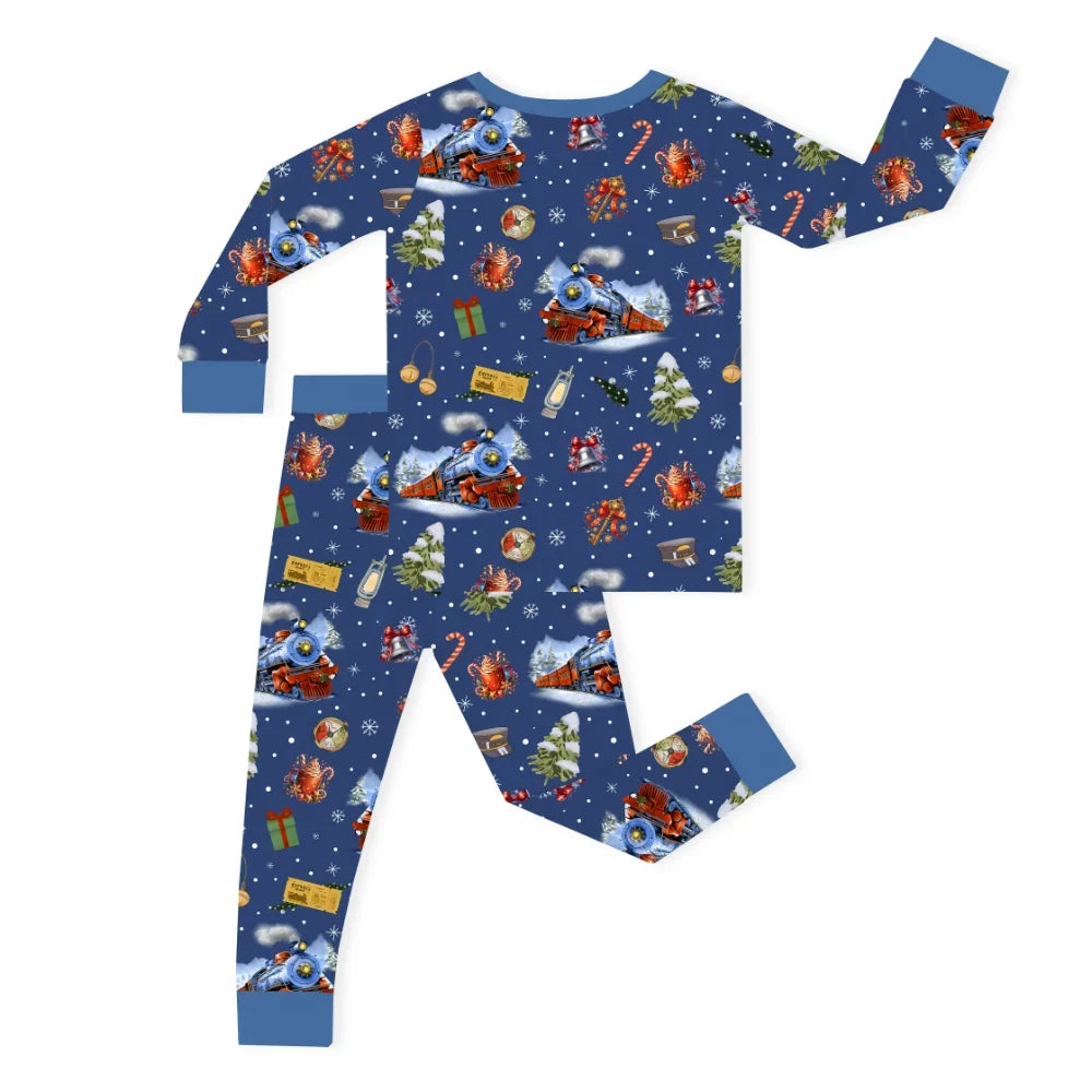 Christmas Snowy Train Adventure and Gift Kids Two-Piece Pajama Set