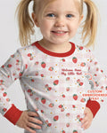 Embroidered Custom Text Strawberry Bamboo Two Piece Long Sleeve Pajama Set