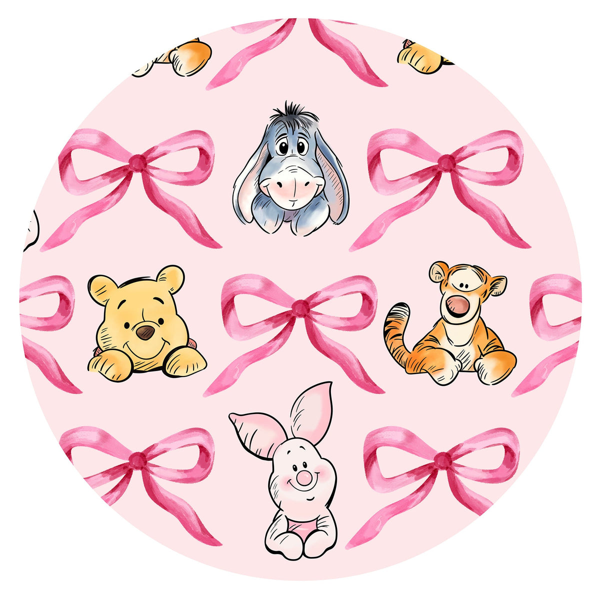 Sunny Bear and Pig Friends Bow Kids Two-Piece Pajama Set