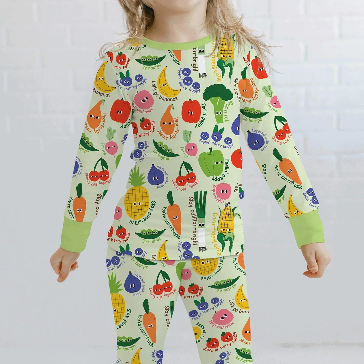 Little Veggie Garden Bamboo Two Piece Long Sleeve Pajama Set