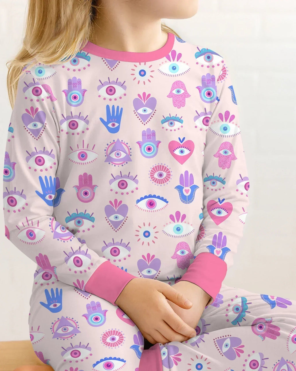 Hamsa Heart Guardians Family Matching Bamboo Two Piece Long Sleeve Pajama Set