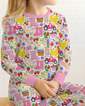Farm Life Mommy & Me Matching Bamboo Two Piece Long Sleeve Pajama Set