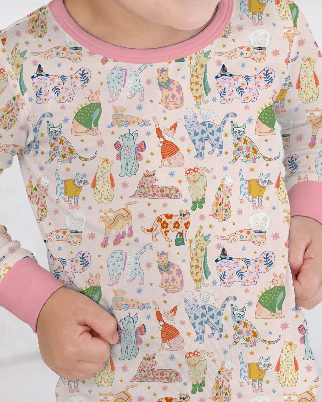 Whimsical Cat Parade Two Piece Long Sleeve Pajama Set