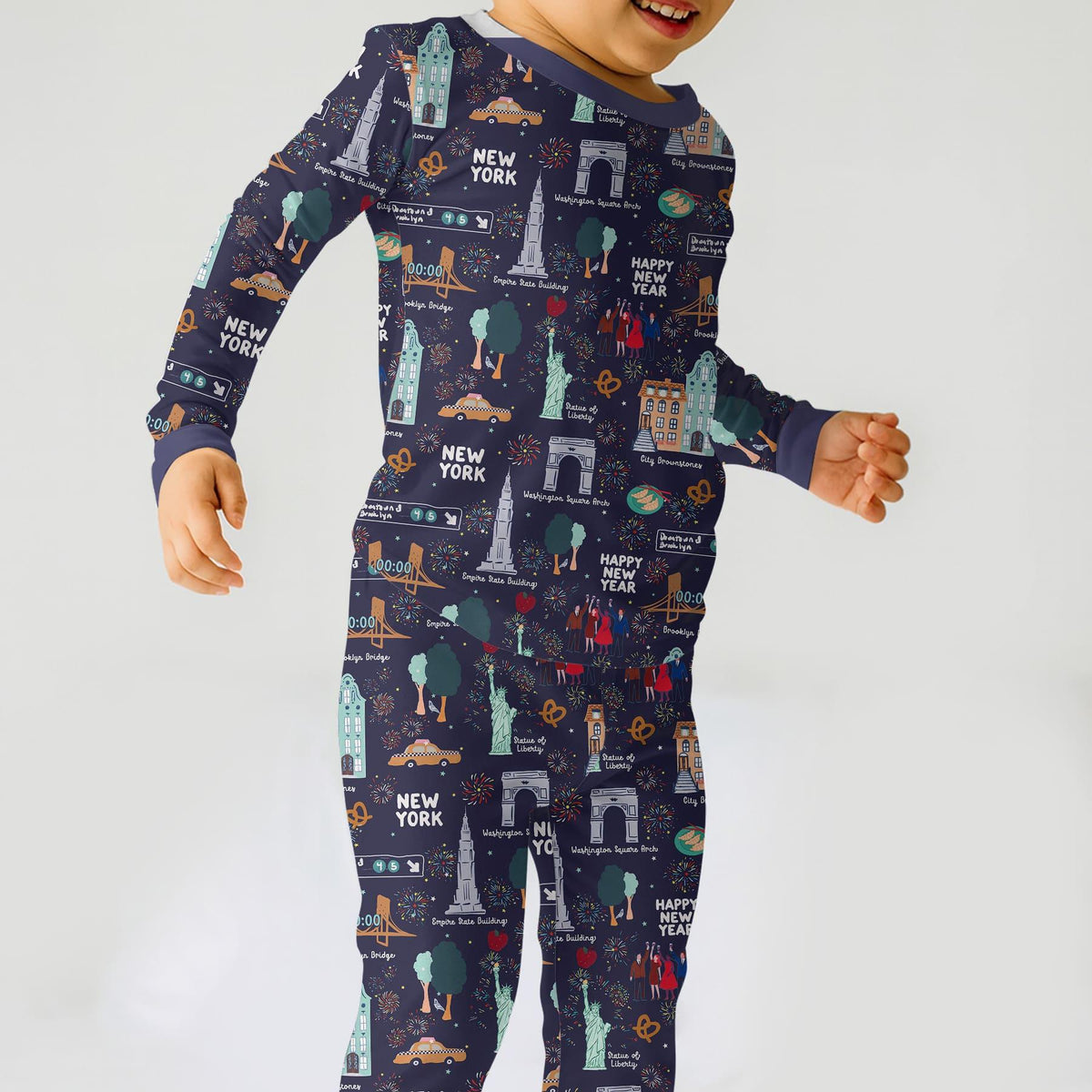 New York New Year Eve Bamboo Two Piece Long Sleeve Pajama Set