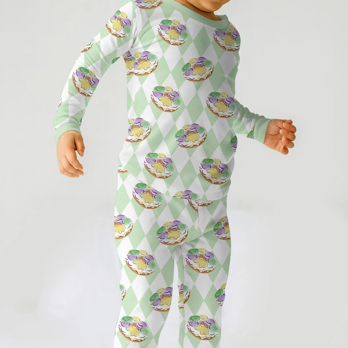 Mardi Gras Donut Bamboo Two Piece Long Sleeve Pajama Set