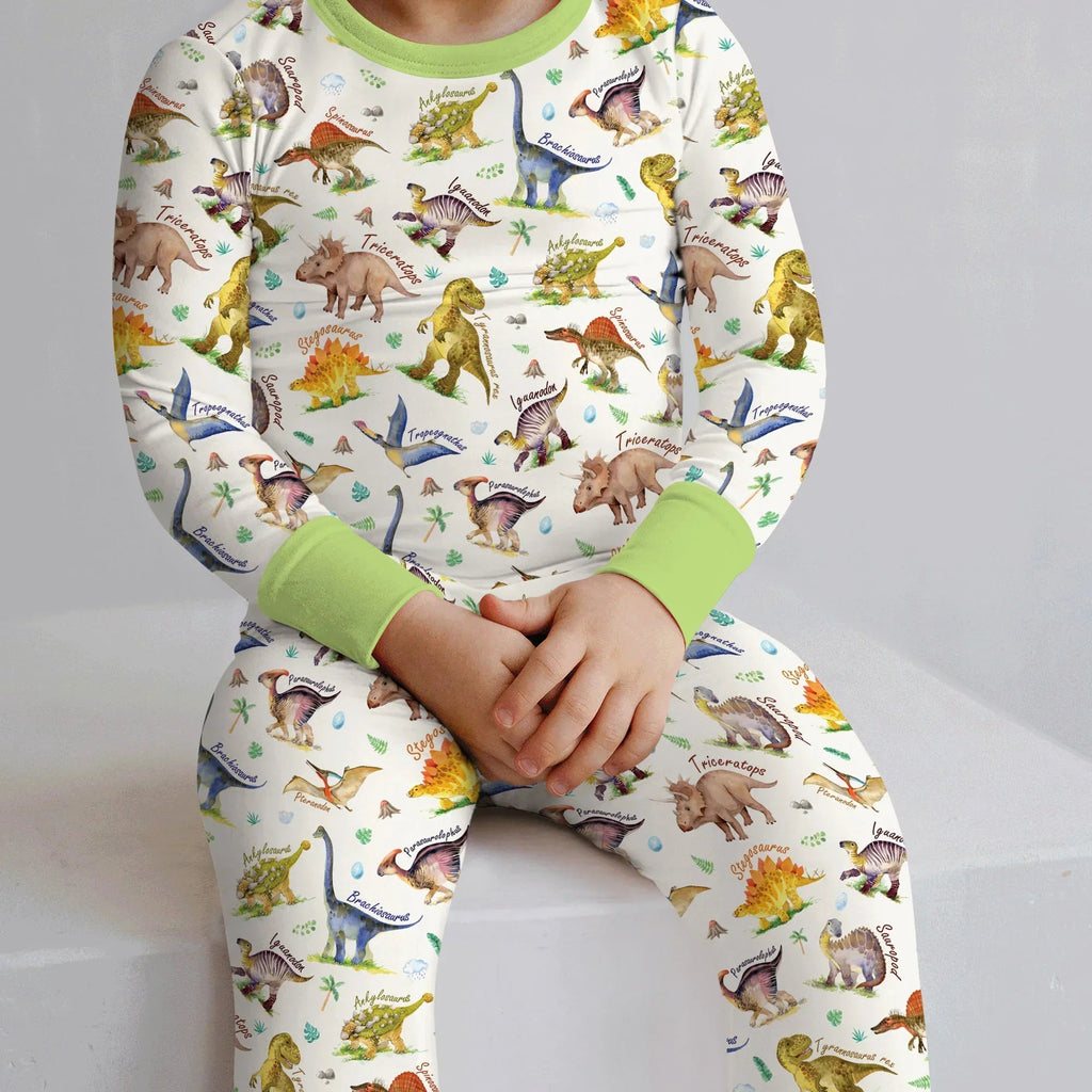 Dino Dreamland Bamboo Two Piece Long Sleeve Pajama Set