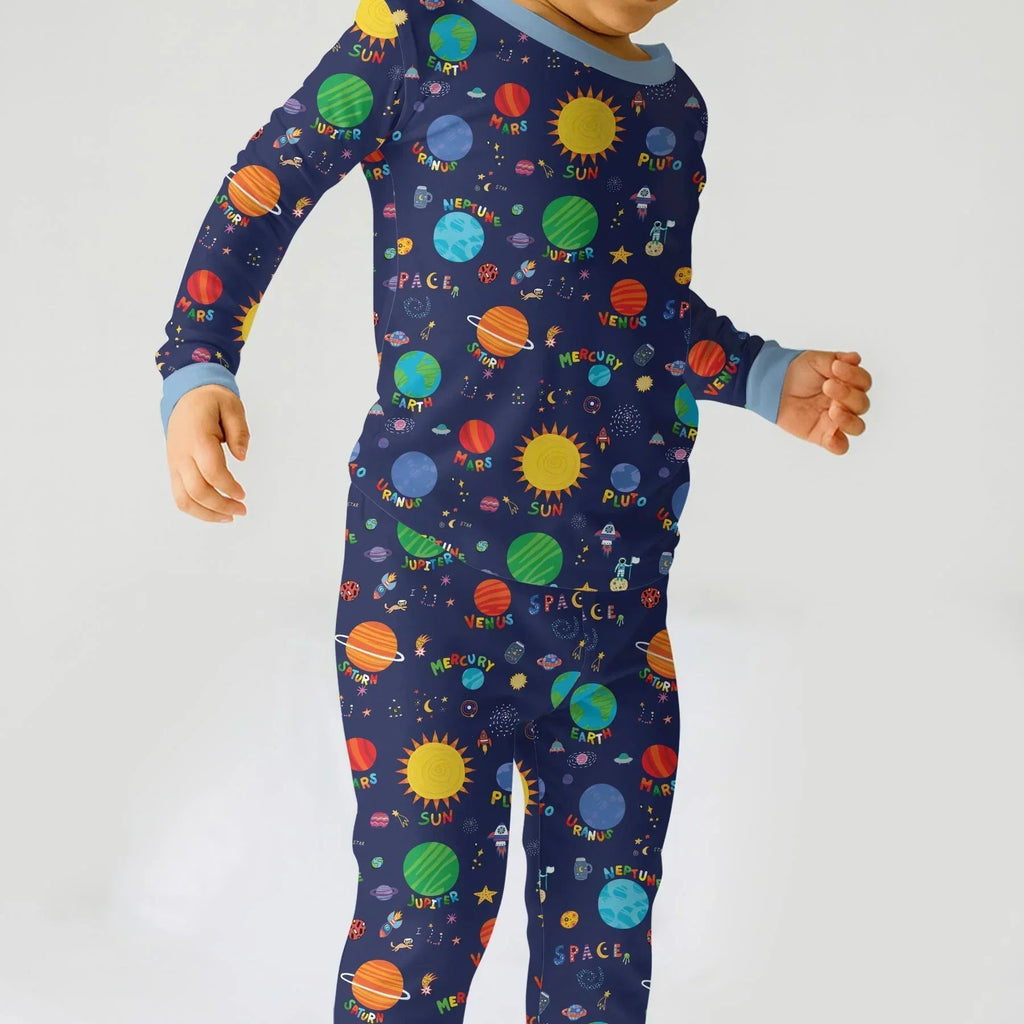Solar Space Adventure Bamboo Two Piece Long Sleeve Pajama Set