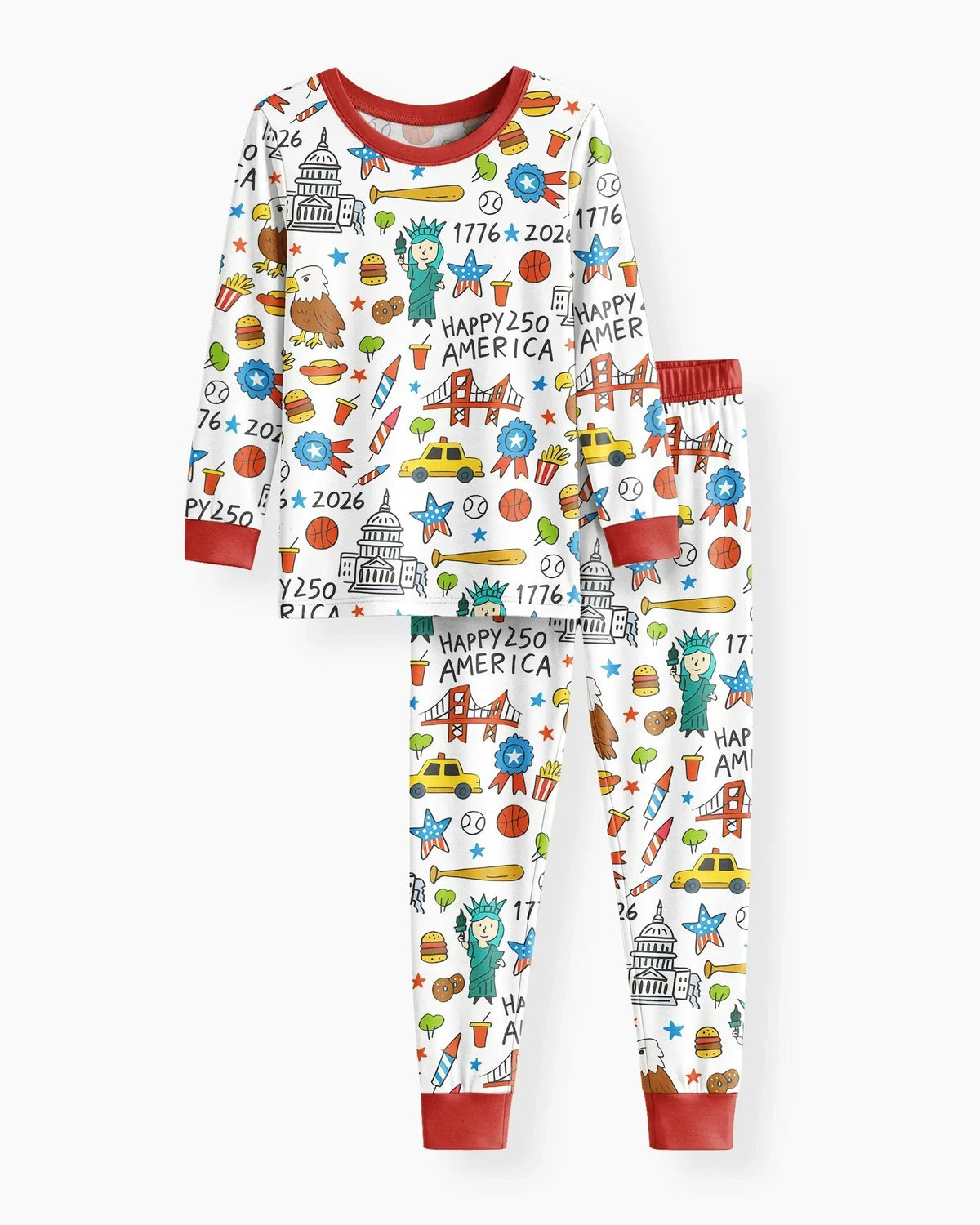 Happy 250 America 7626 Bamboo Two Piece Long Sleeve Pajama Set