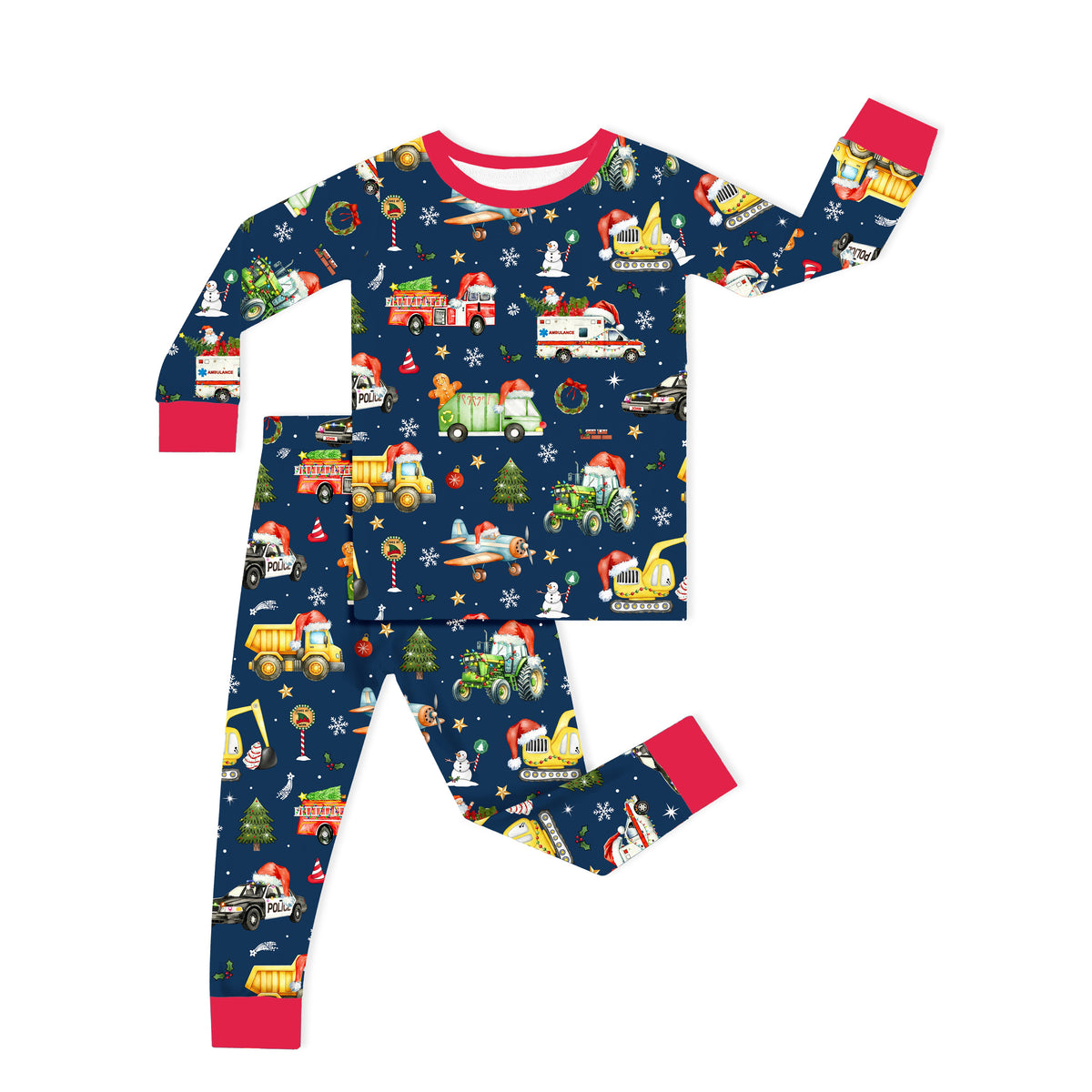 Christmas Winter Trucks Ride Adventure Kids Bamboo Two-Piece Pajama Set