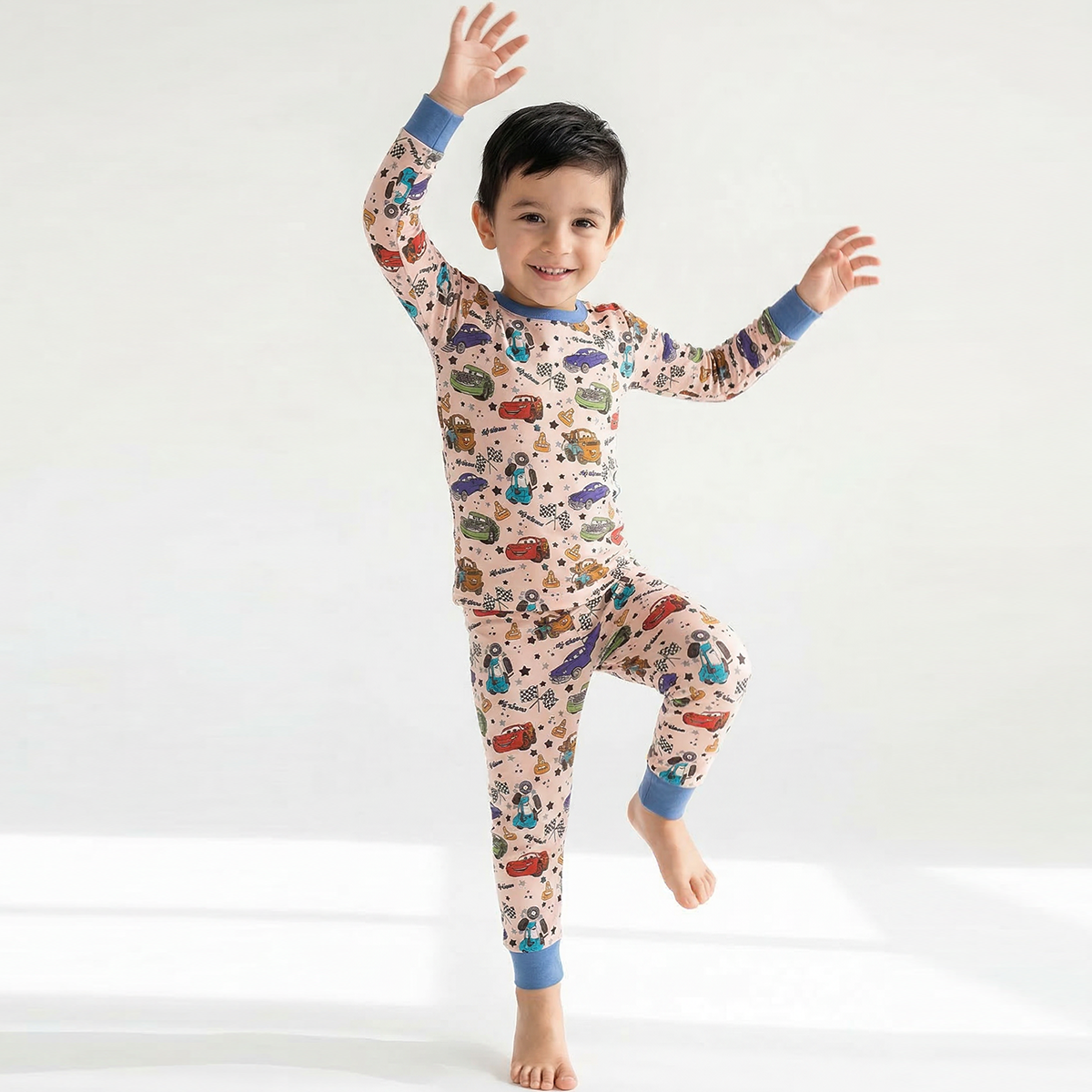 Cartoon Car Pentacle Kids Bamboo Two-Piece Pajama Set