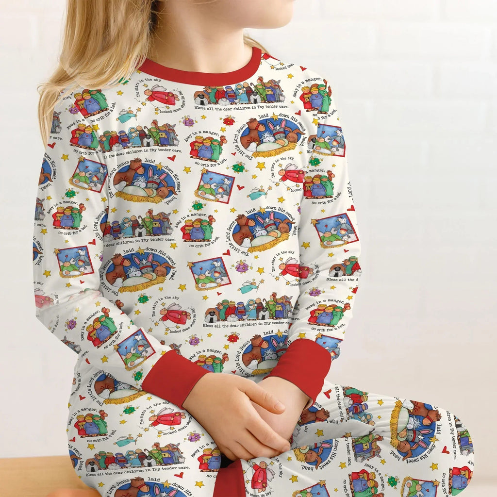 Away In A Manger Blessings Bamboo Two Piece Long Sleeve Pajama Set