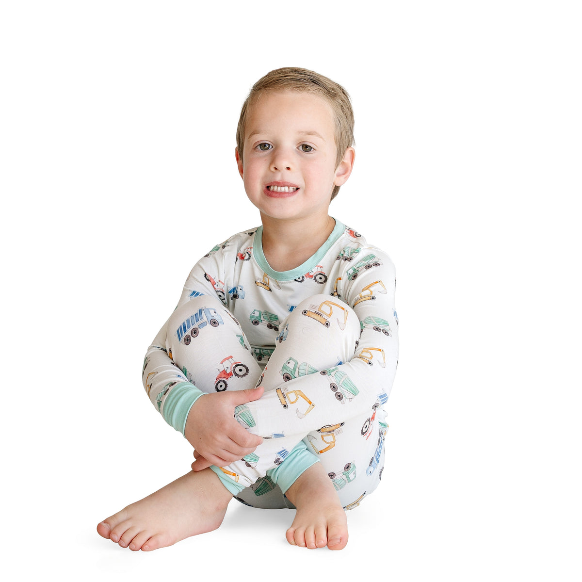 Excavator Truck Kids Bamboo Two-Piece Pajama Set