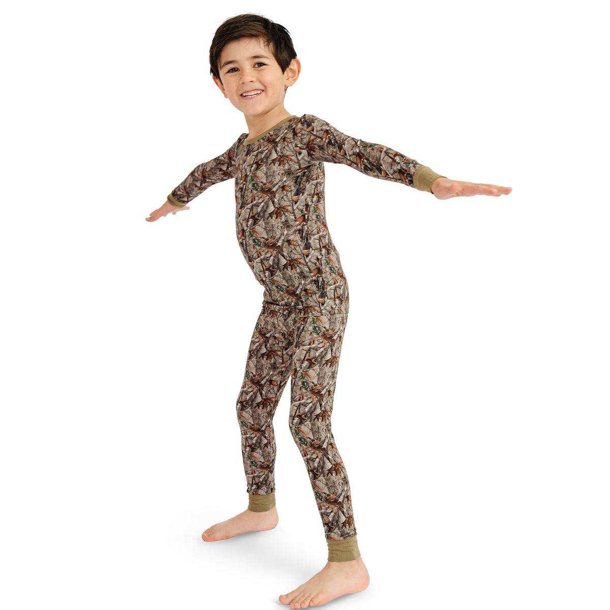 Retro Leaves Kids Bamboo Two-Piece Pajama Set