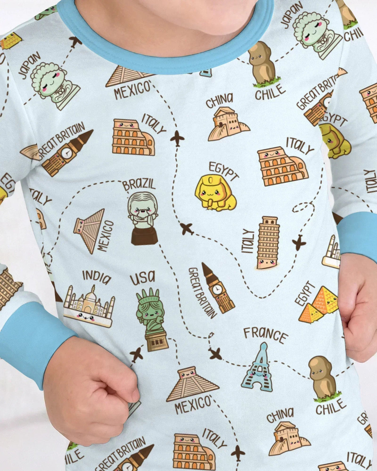 Kawaii World Tour Bamboo Two Piece Long Sleeve Pajama Set