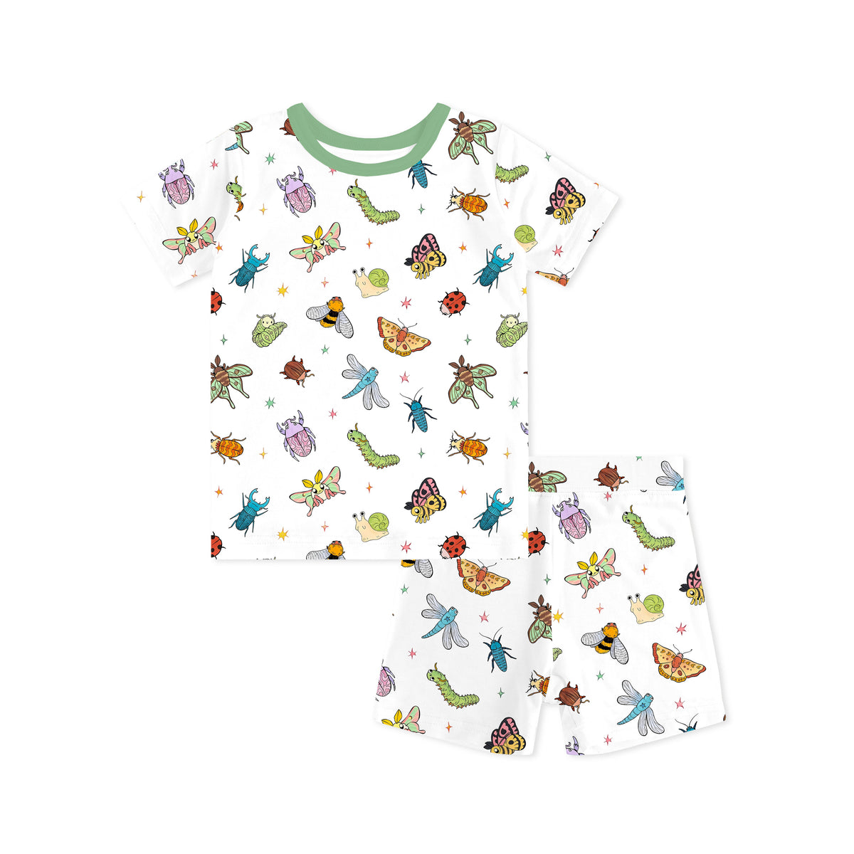 Kids Bamboo Two-Piece Pajama Set Little Garden Insects Adventure