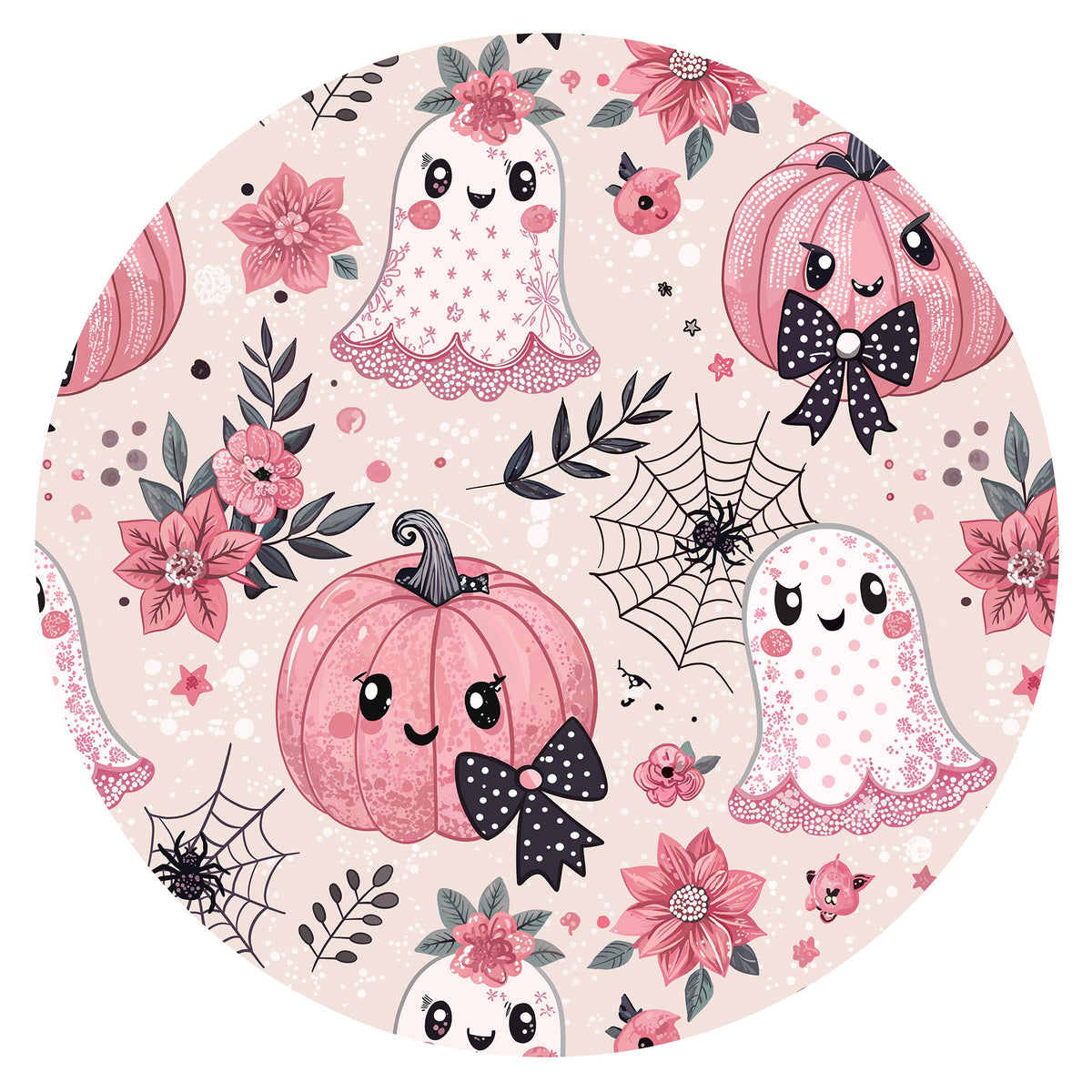 Halloween Pink Pumpkin and Sweet Ghosts Kids Bamboo Two-Piece Pajama Set