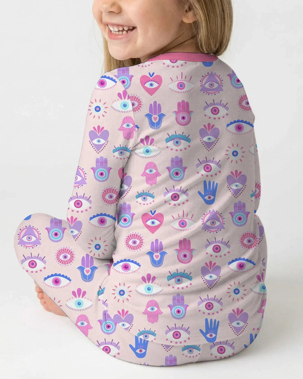 Hamsa Heart Guardians Family Matching Bamboo Two Piece Long Sleeve Pajama Set
