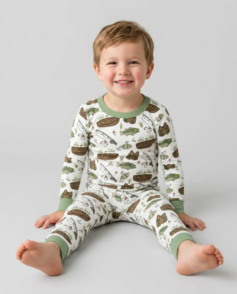 Catch Ya Later Bamboo Two Piece Long Sleeve Pajama Set