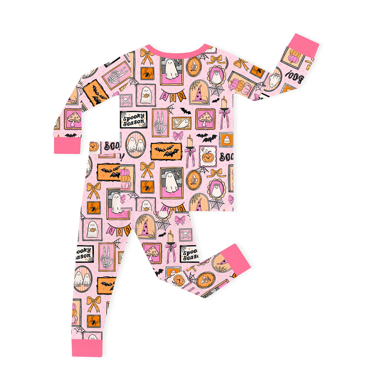 Halloween Pink Spooky Gallery Kids Bamboo Two-Piece Pajama Set