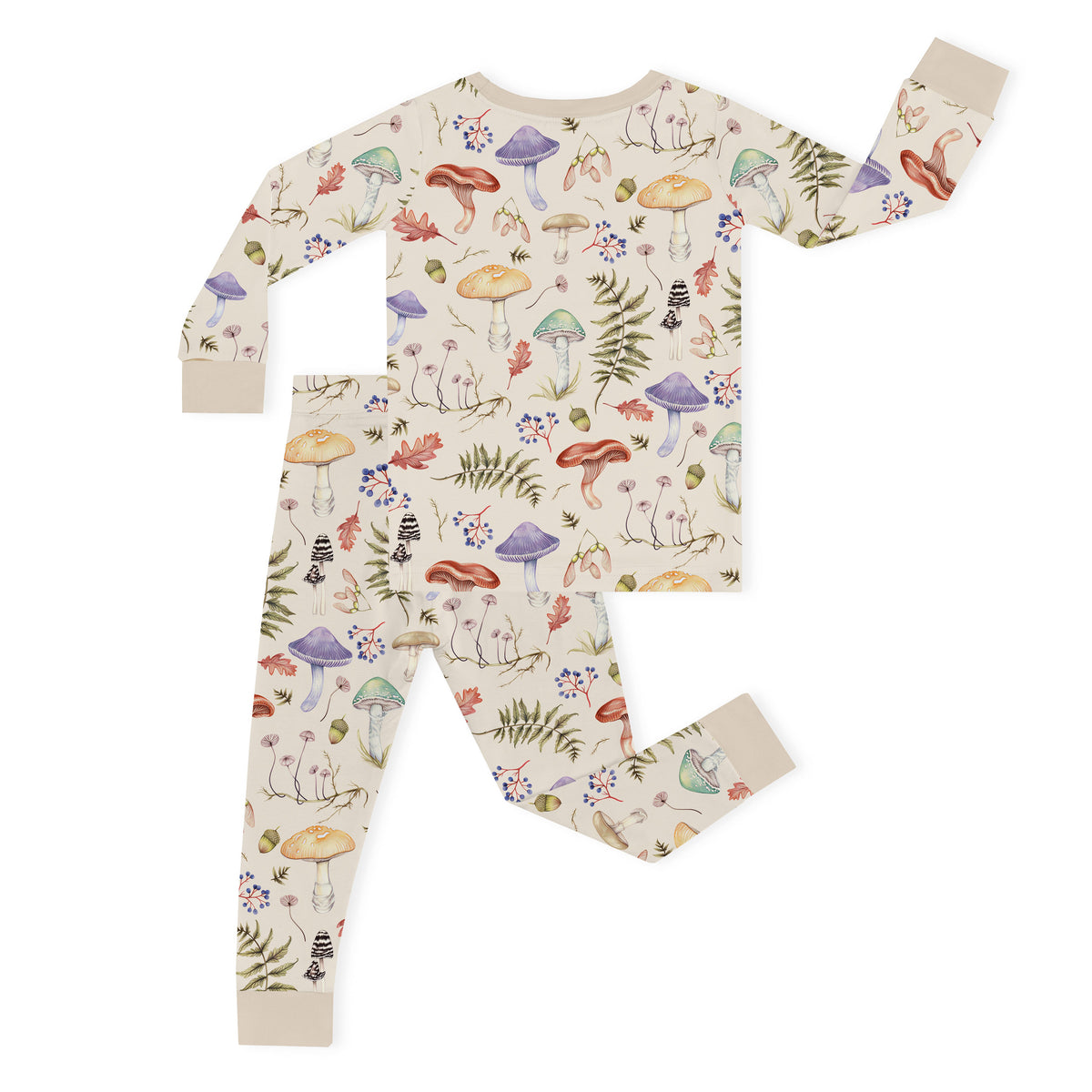 Kids Bamboo Two-Piece Pajama Set Mushroom Magic Meadow Adventure