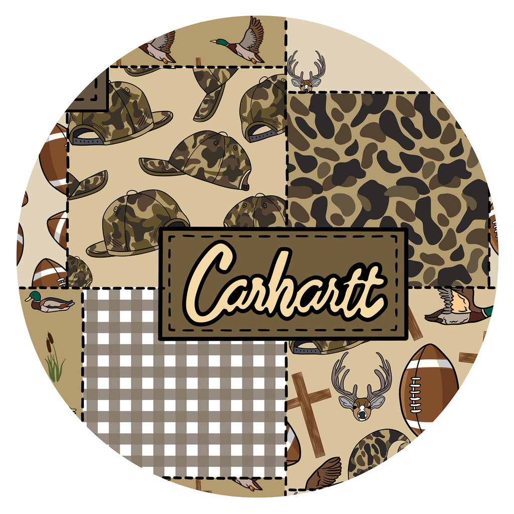 Camo and Football Western Hunting Patchwork Kids Two-Piece Pajama Set