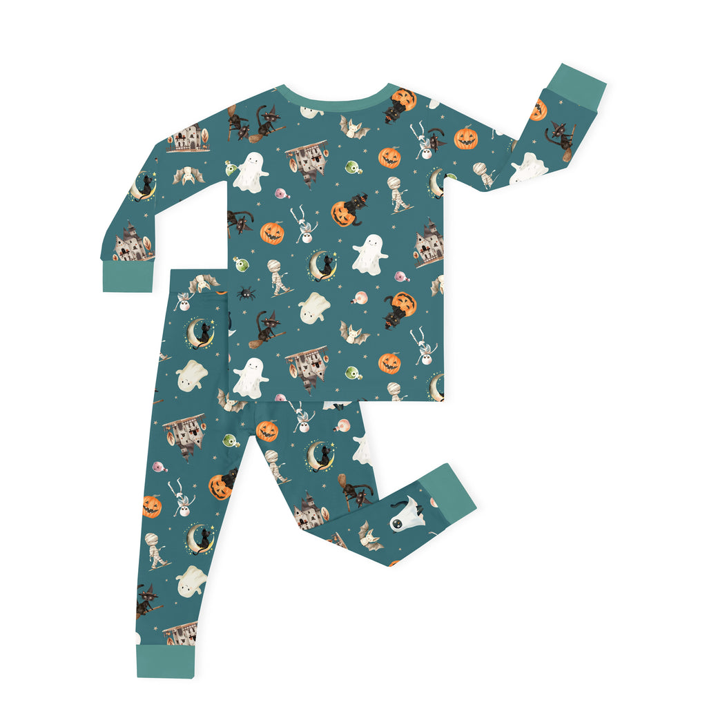 Halloween Spooky Ghost Pumpkin Patch Kids Bamboo Two-Piece Pajama Set