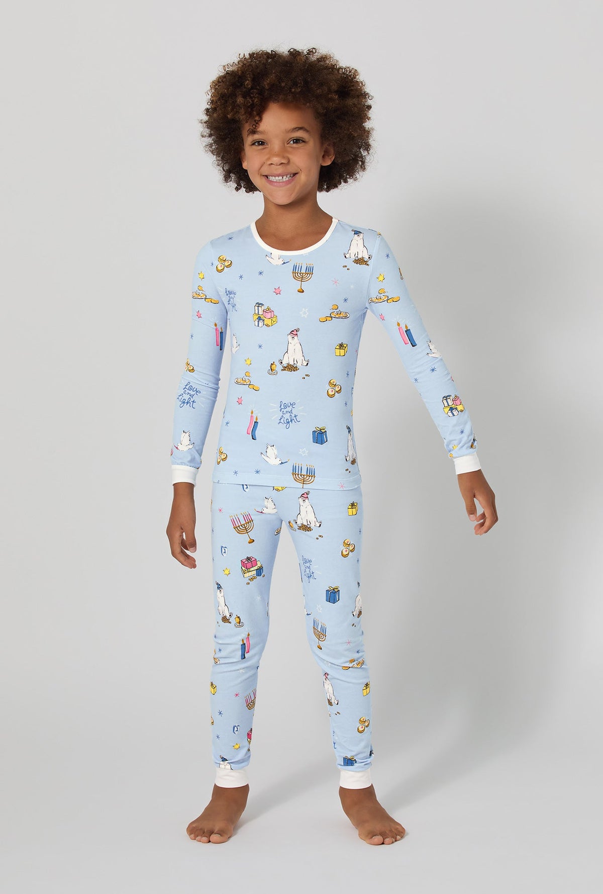 Love And Light Long Sleeve Stretch Jersey Kids Pj Set