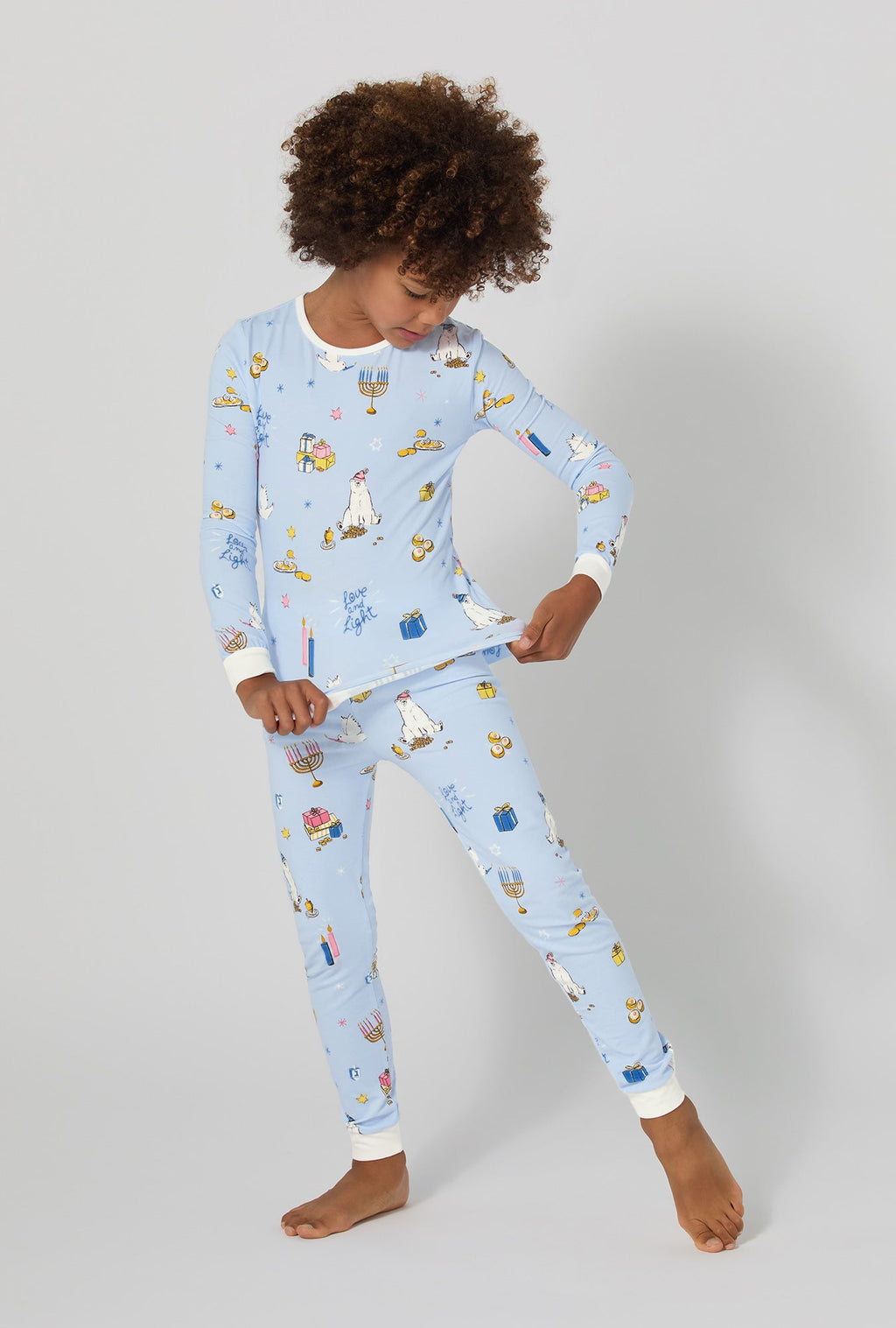 Love And Light Long Sleeve Stretch Jersey Kids Pj Set