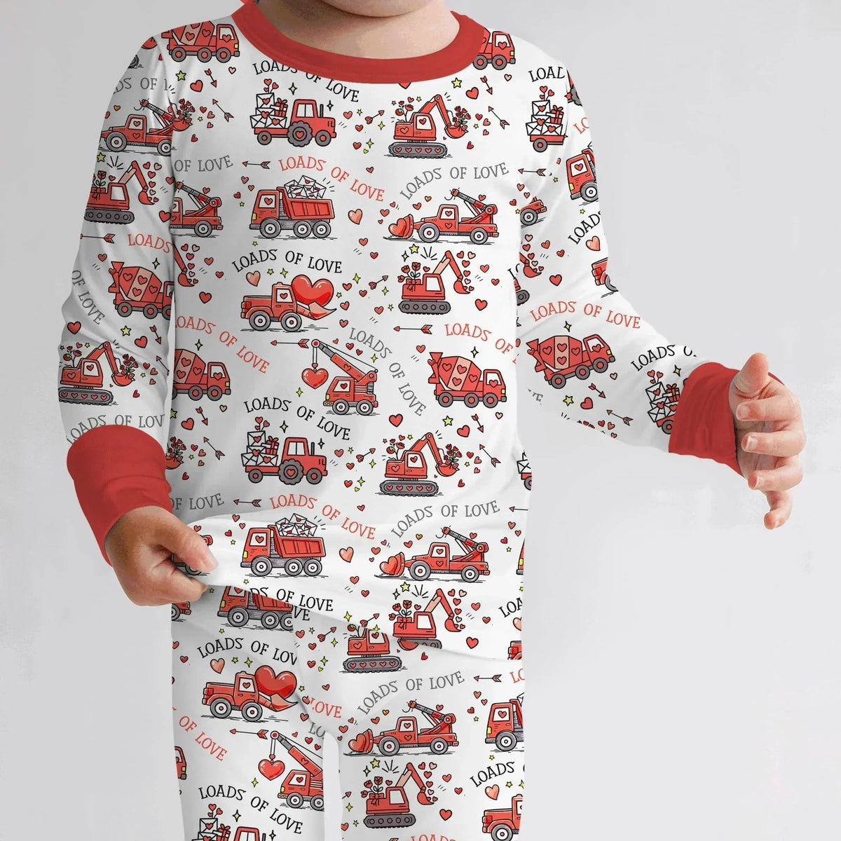 Construction Trucks Loads of Love Bamboo Two Piece Long Sleeve Pajama Set