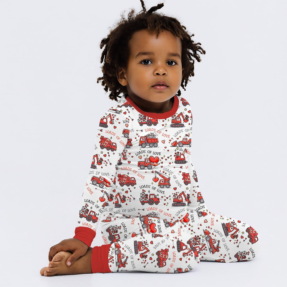Construction Trucks Loads of Love Bamboo Two Piece Long Sleeve Pajama Set