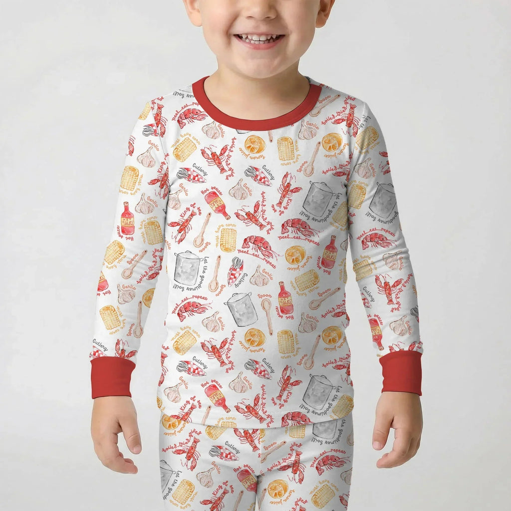 Crawfish Boil Bamboo Two Piece Long Sleeve Pajama Set
