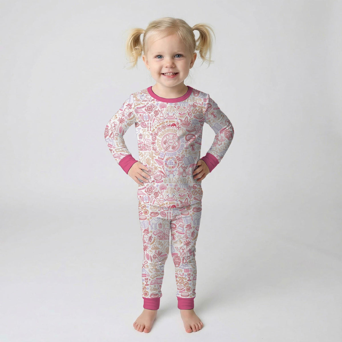 Doodle Passover Matching Family Bamboo Two Piece Long Sleeve Pajama Set