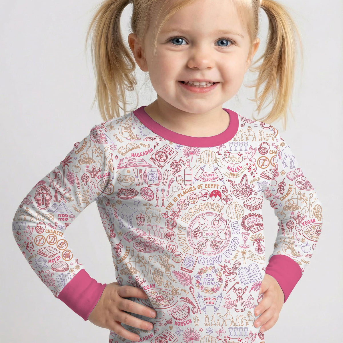 Doodle Passover Matching Family Bamboo Two Piece Long Sleeve Pajama Set