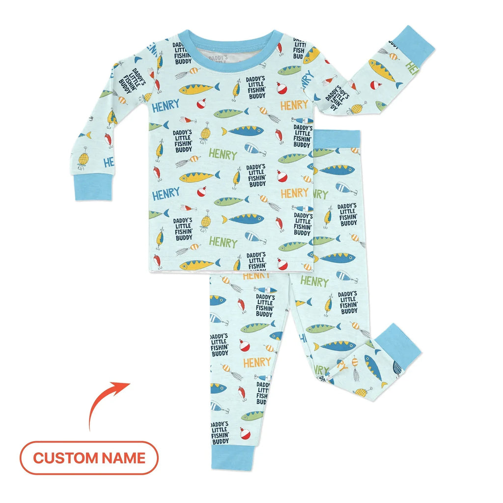 Fishing Squad Family Matching Bamboo Two Piece Long Sleeve Pajama Set
