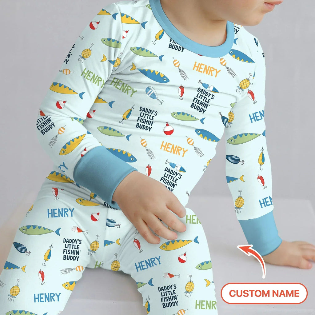 Fishing Squad Family Matching Bamboo Two Piece Long Sleeve Pajama Set