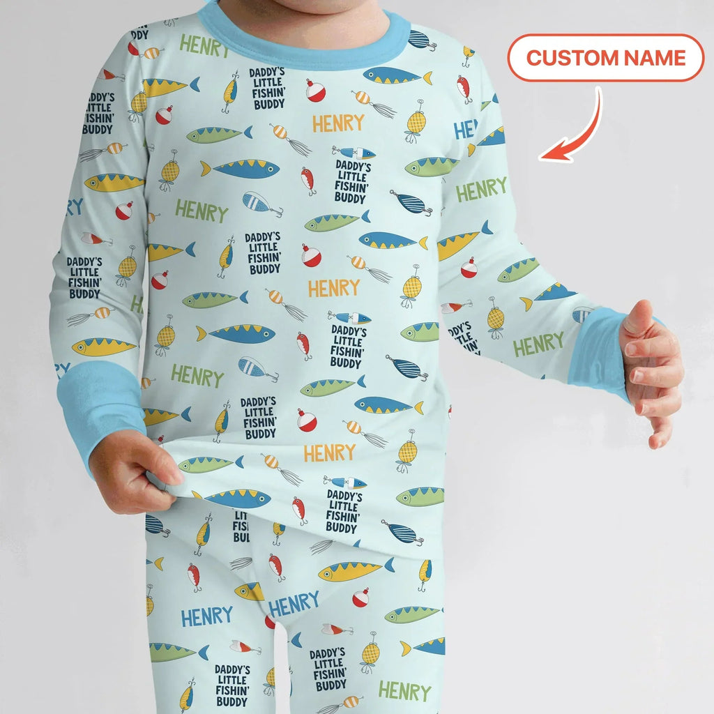 Fishing Squad Family Matching Bamboo Two Piece Long Sleeve Pajama Set