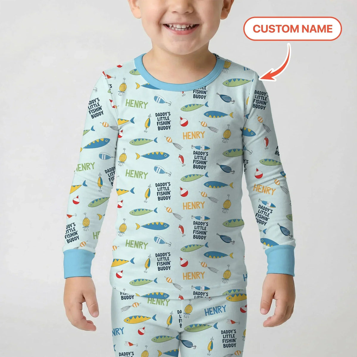 Fishing Squad Family Matching Bamboo Two Piece Long Sleeve Pajama Set