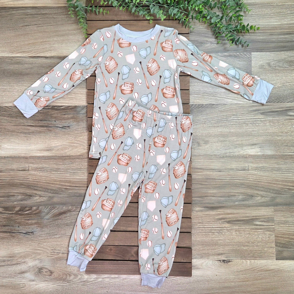 Bamboo Baseball Two-Piece Pajama Set