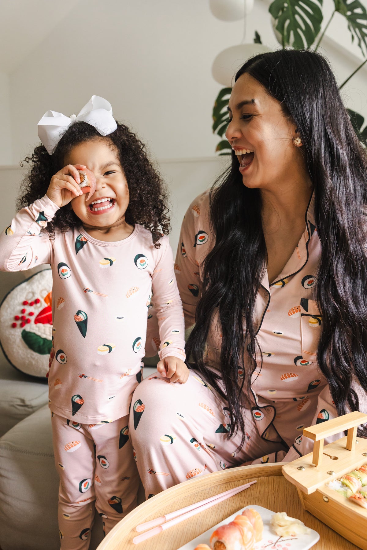 Long Sleeve Pajamas in Blush Sushi