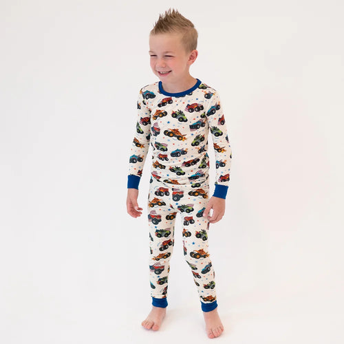 4th of July × Monster Truck Kid Two-Piece Pajama Set