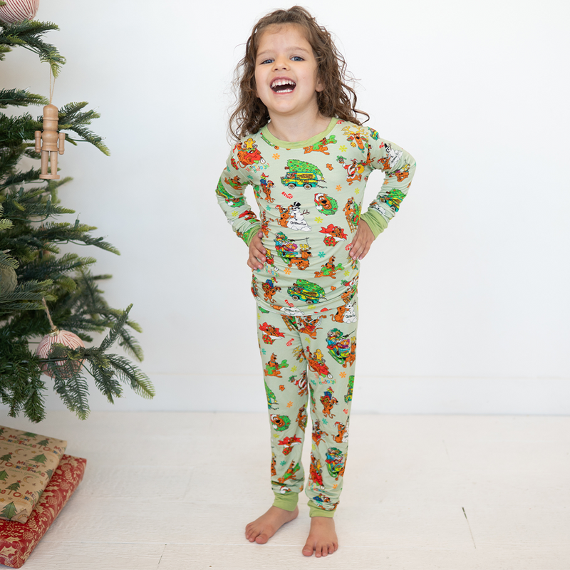 Christmas Mystery Great Dane Dog Kids Bamboo Two-Piece Pajama Set