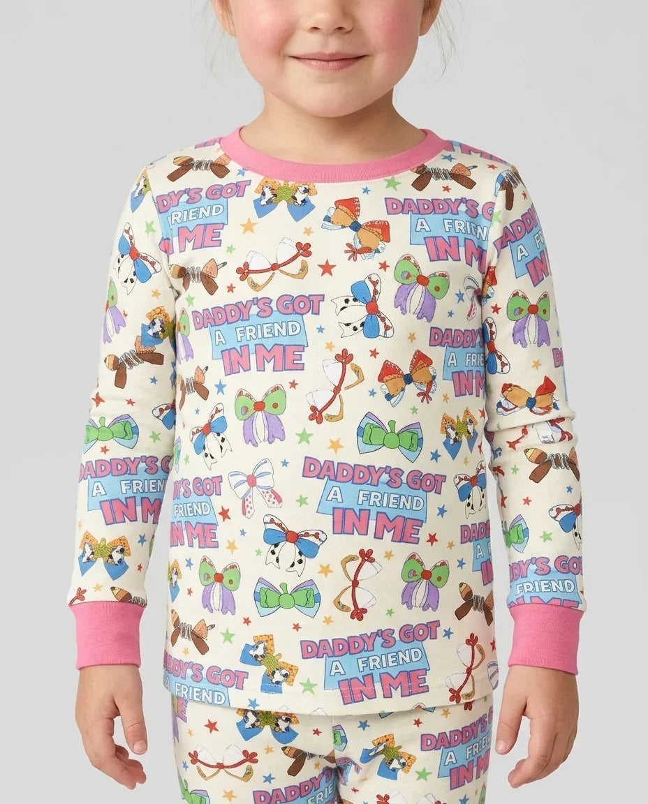 Daddy's Got A Friend In Me Bamboo Two Piece Long Sleeve Pajama Set