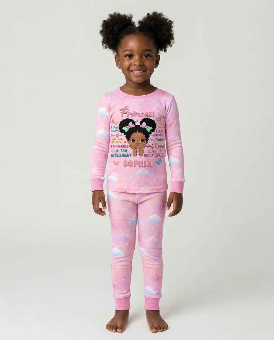 Black Princess I Am BeautifulBamboo Two Piece Long Sleeve Pajama Set