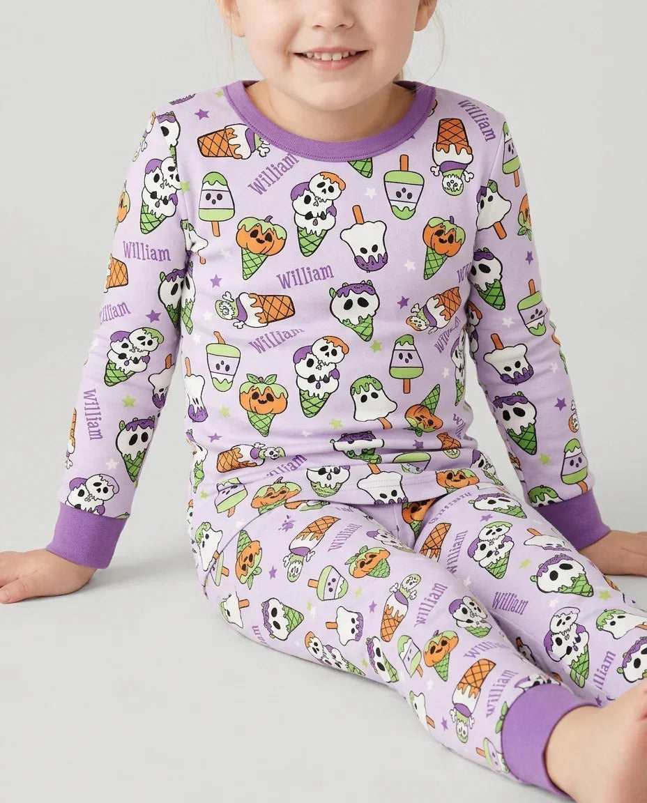 Summerween Ice cream Bamboo Two Piece Long Sleeve Pajama Set