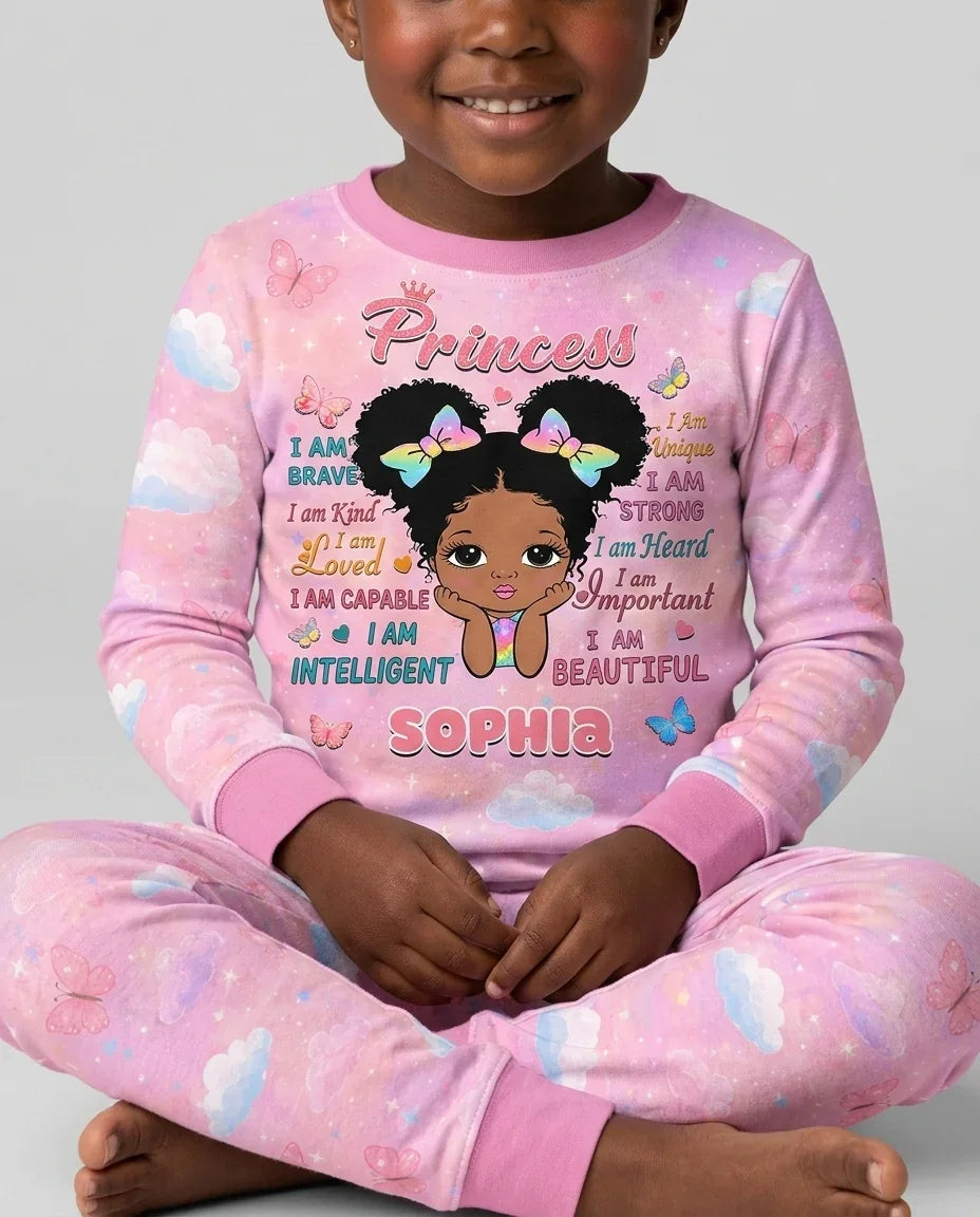 Black Princess I Am BeautifulBamboo Two Piece Long Sleeve Pajama Set