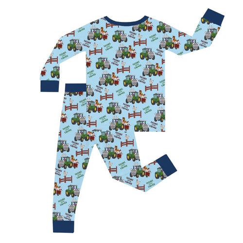 Animal Car Farm Kid Blue Two-Piece Pajama Set