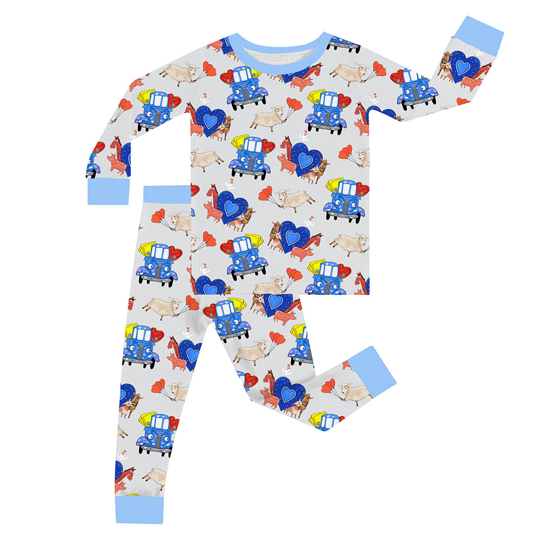 FancyPrince Valetine Animal Truck Kid Two-Piece Pajama Set