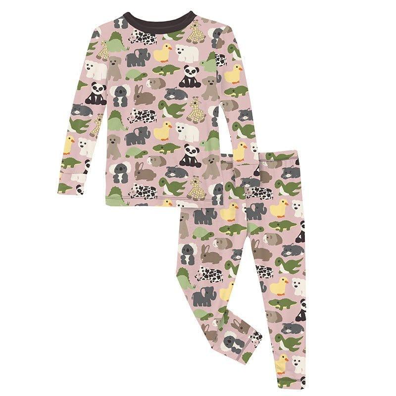 Girl's Print  Long Sleeve Pajama Set - Baby Rose Too Many Stuffies